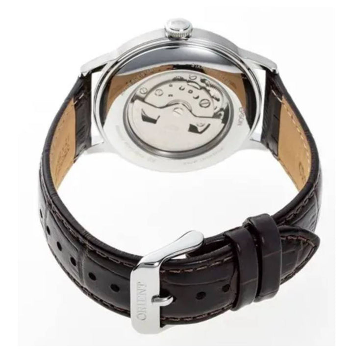 Orient RA-AK0702Y30B Bambino Multi Function Cream Dial Leather Strap Wristwatch