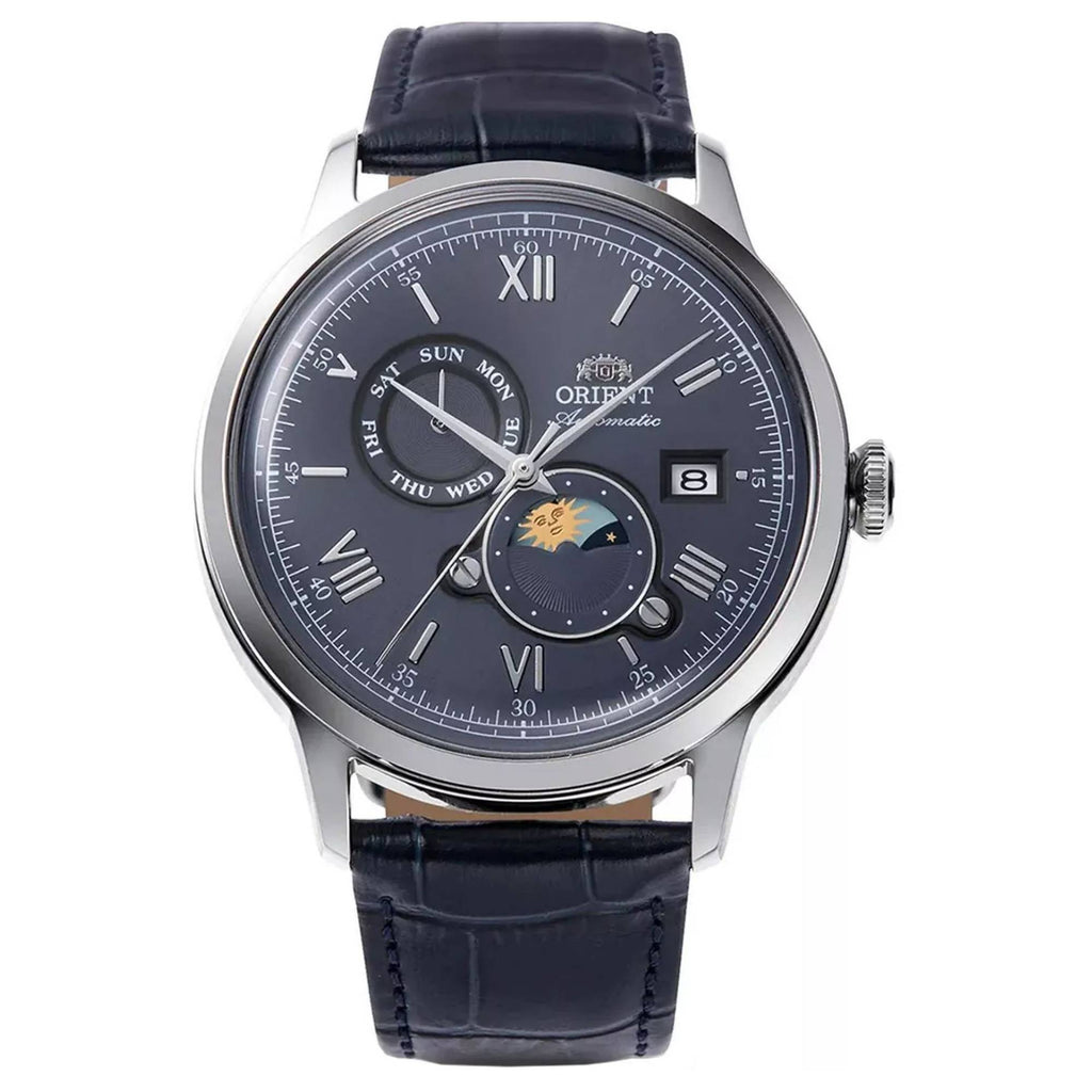Orient Bambino ‘Sun and Moon’ Automatic Mechanical Watch with Leather Strap, Model:
