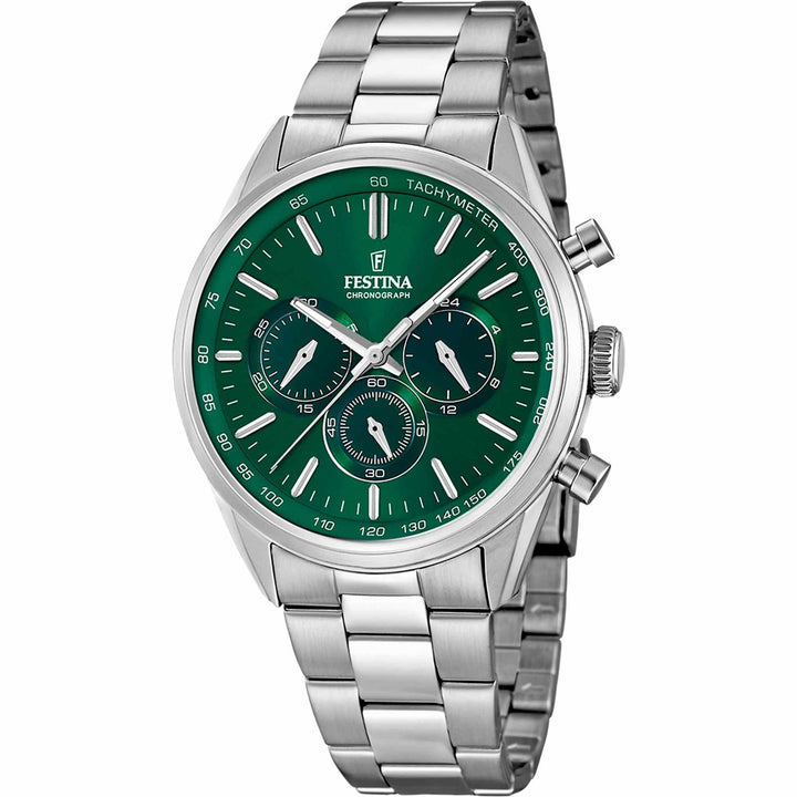 Festina F16820/R Men's Green Dial Chronograph Wristwatch - H S Johnson
