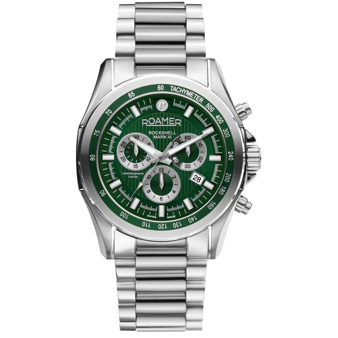 Roamer 220837 41 75 50 Rockshell Mark III Green Dial Chronograph Wristwatch - H S Johnson