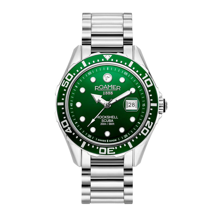 Roamer 220858 41 75 50 Rockshell Mark III Scuba Green Dial Wristwatch - H S Johnson