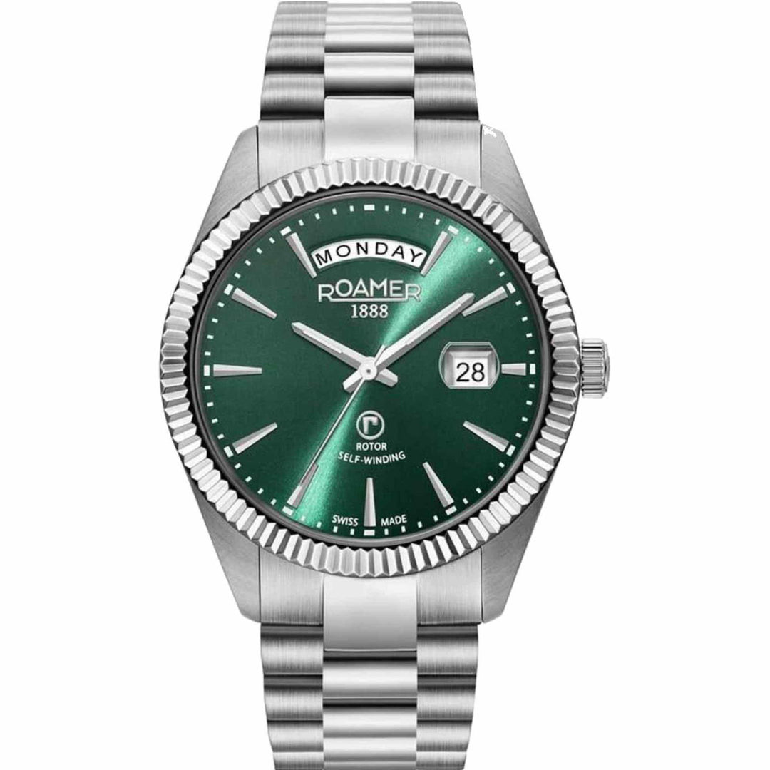 Roamer 981662 41 75 90 Primeline Automatic Green Dial Wristwatch - H S Johnson