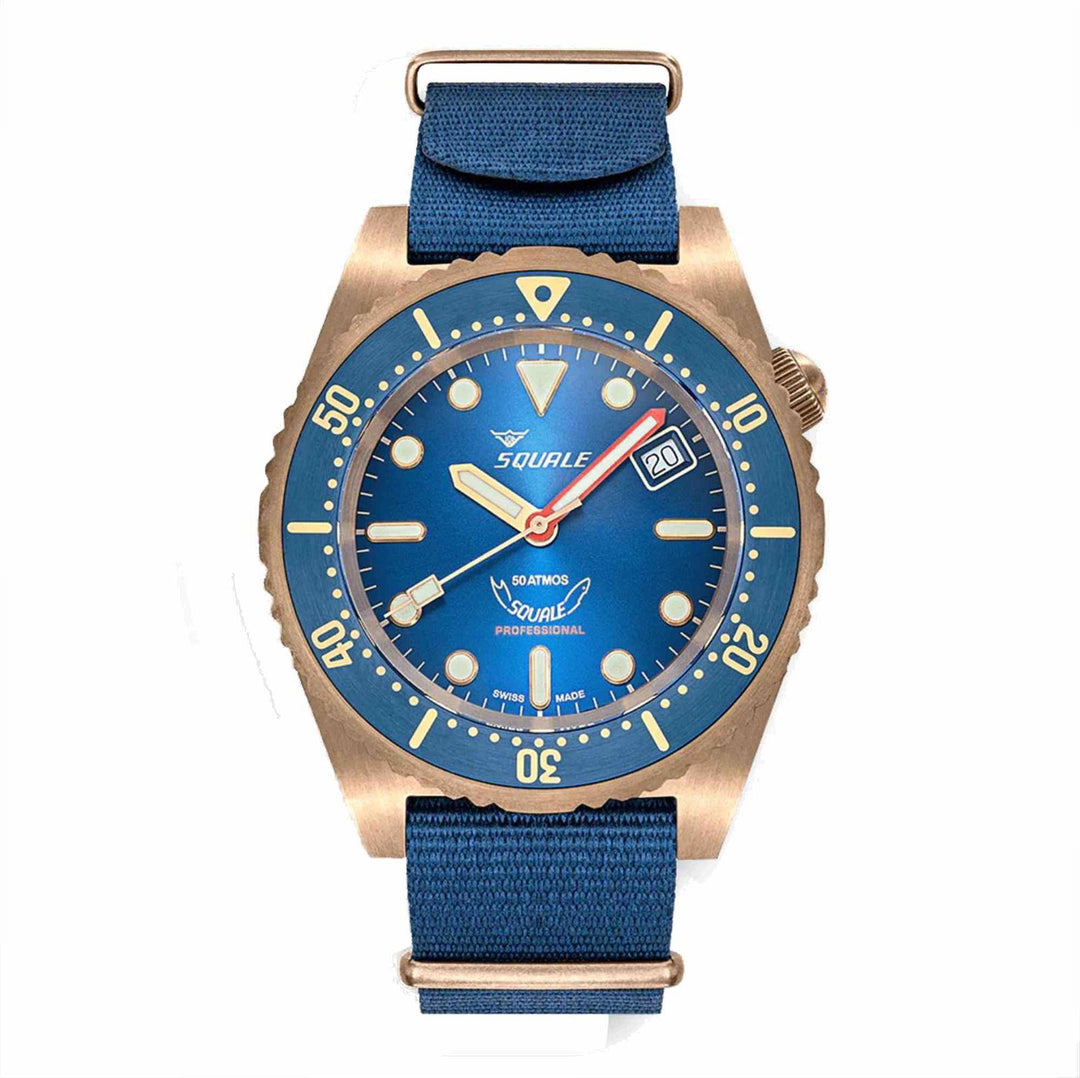Squale 1521BRONBL.NB20 Bronze Blue Nylon Strap Wristwatch - H S Johnson