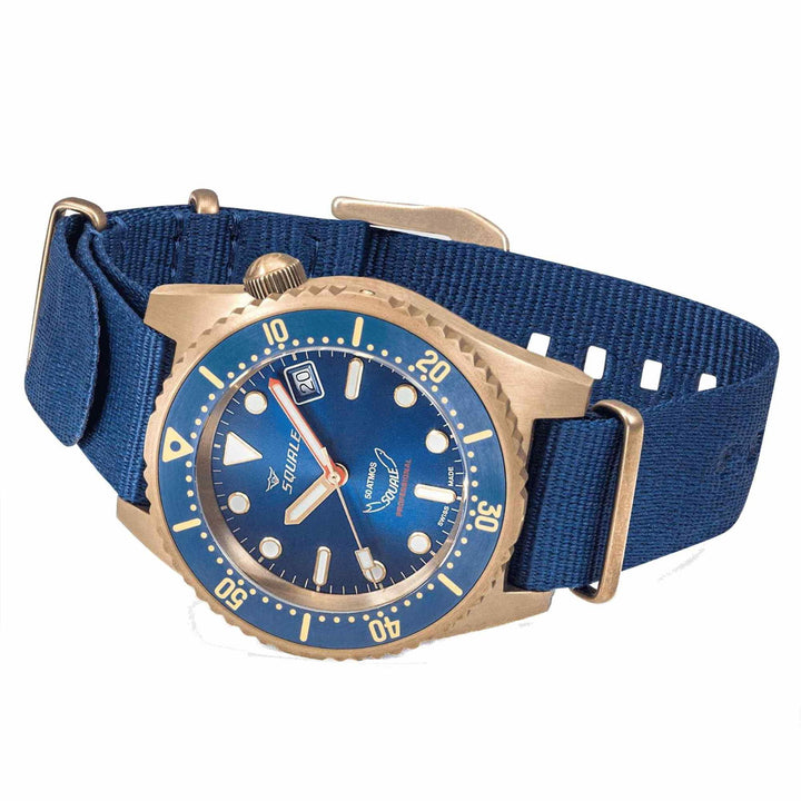 Squale 1521BRONBL.NB20 Bronze Blue Nylon Strap Wristwatch - H S Johnson