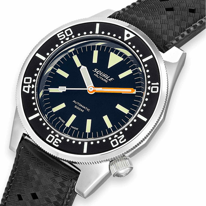 Squale 1521MIL.HT Polished Swiss Automatic Dive Wristwatch Rubber - H S Johnson