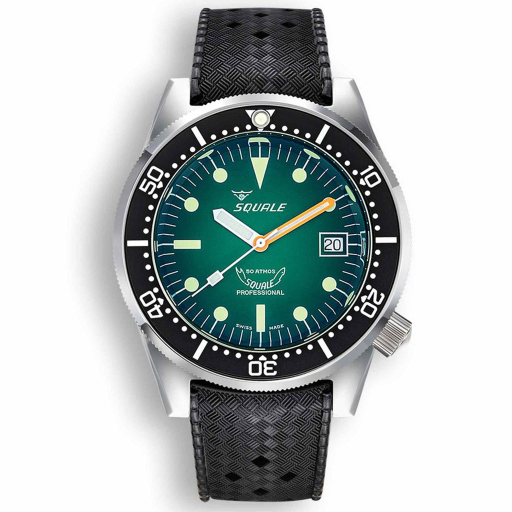 Squale 1521PROFGR.HT Green Ray Rubber Diver Watch