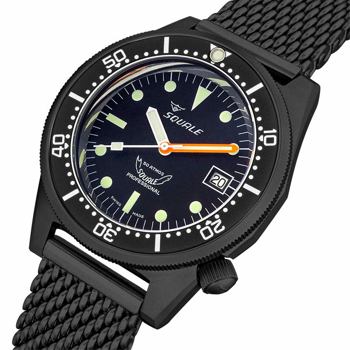 Squale 1521PVD.MEPVD20 Men's PVD Black Mesh Wristwatch - H S Johnson