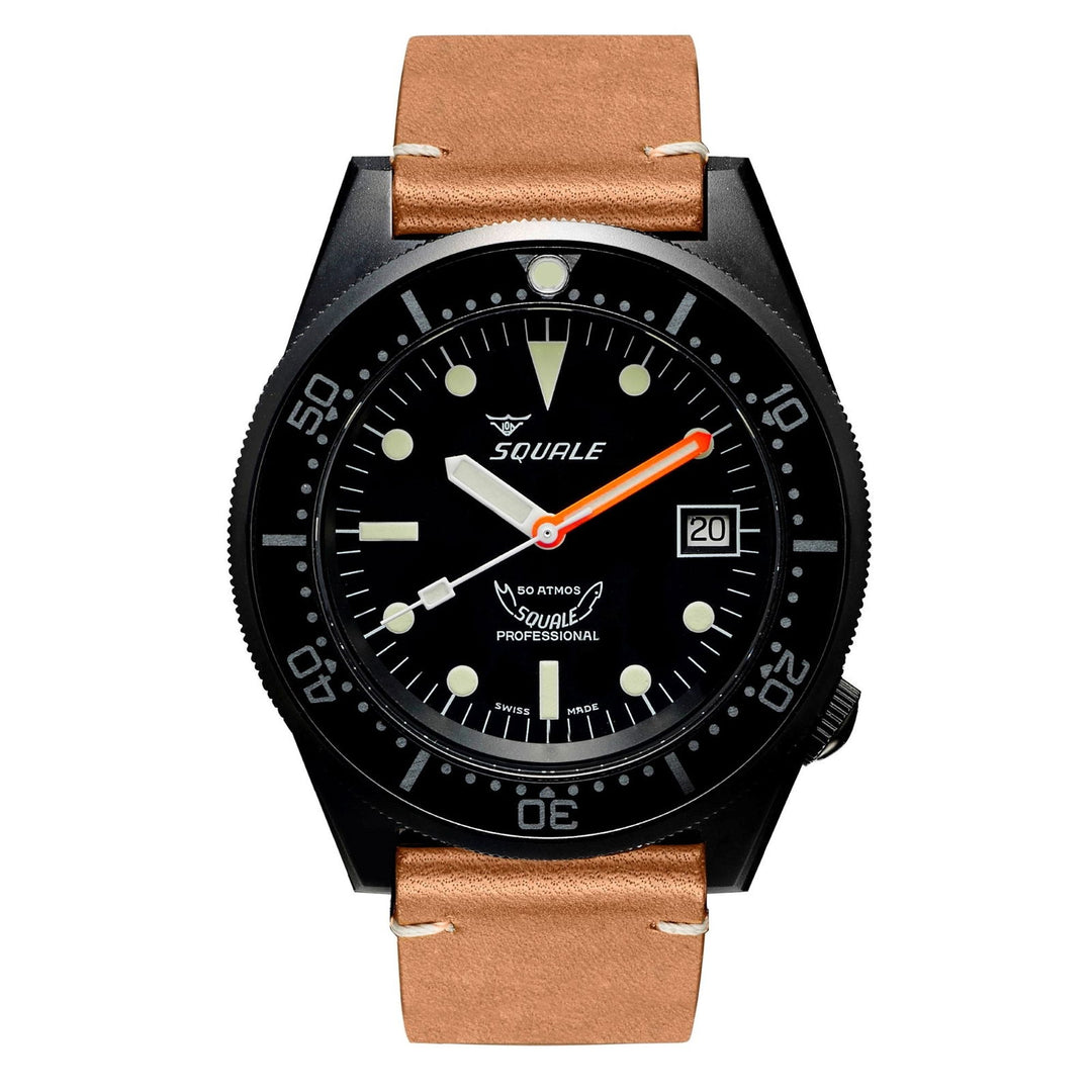 Squale 1521PVD.PC 500 Meter Swiss Automatic Dive Wristwatch Leather - H S Johnson