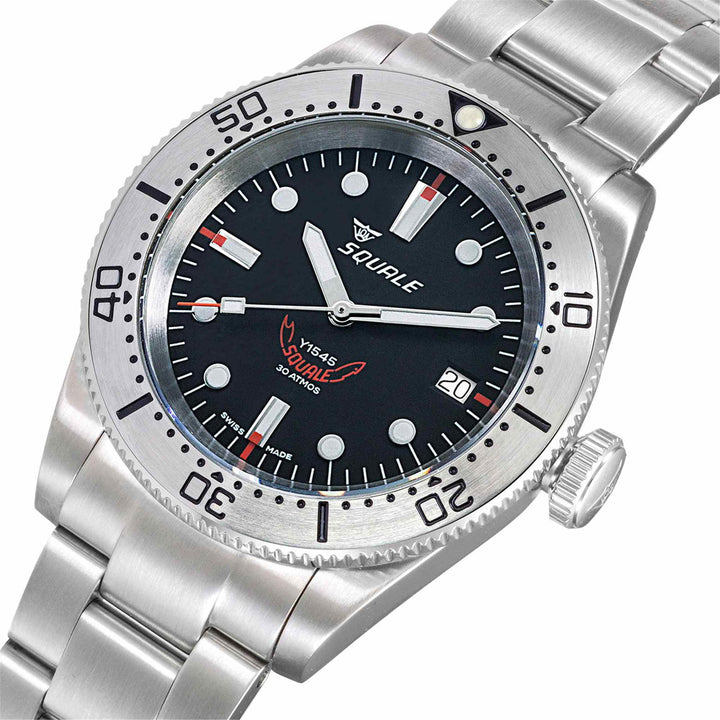 Squale 1545SSBK.AC 1545 Black Dial Steel Bracelet Wristwatch - H S Johnson