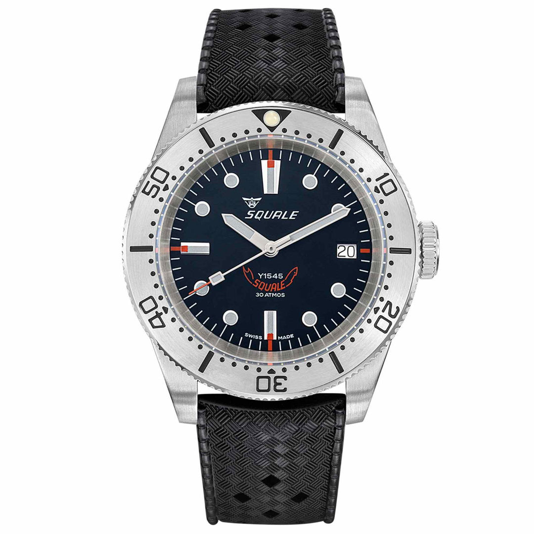 Squale 1545SSBK.HT Black Dial Rubber Strap Wristwatch - H S Johnson