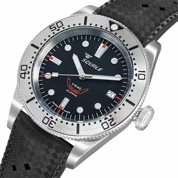 Squale 1545SSBK.HT Black Dial Rubber Strap Wristwatch - H S Johnson