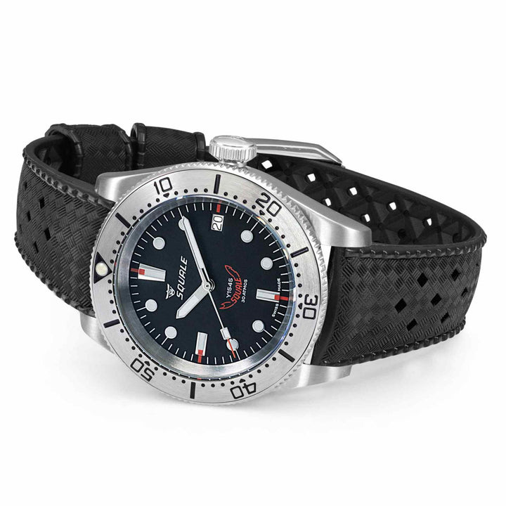 Squale 1545SSBK.HT Black Dial Rubber Strap Wristwatch - H S Johnson