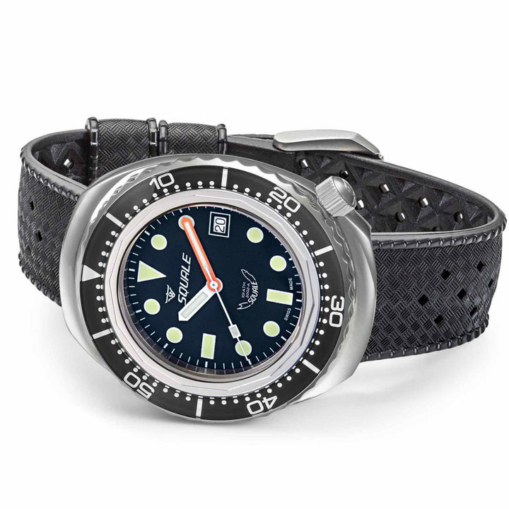Squale 2002.SS.BK.BK.HT Black Rubber Strap Wristwatch - H S Johnson