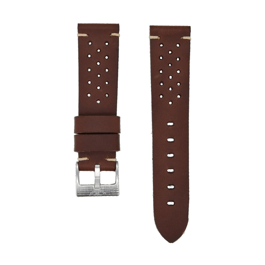 Squale CINU1565GD Perforated Dark Brown Vintage Leather 22mm Strap - H S Johnson