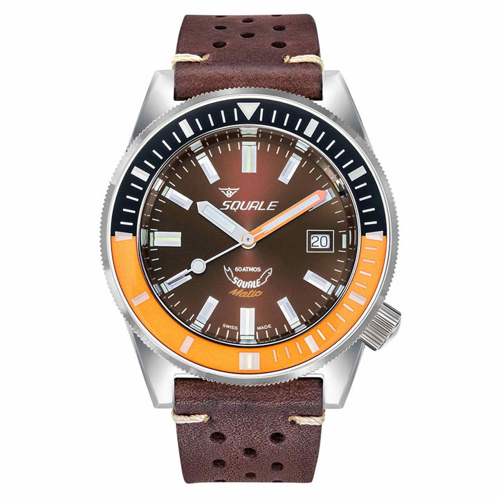 Squale MATICXSD.PTS Chocolate Leather Wristwatch - H S Johnson