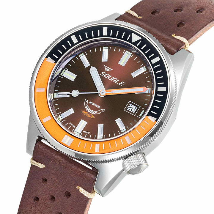 Squale MATICXSD.PTS Chocolate Leather Wristwatch - H S Johnson
