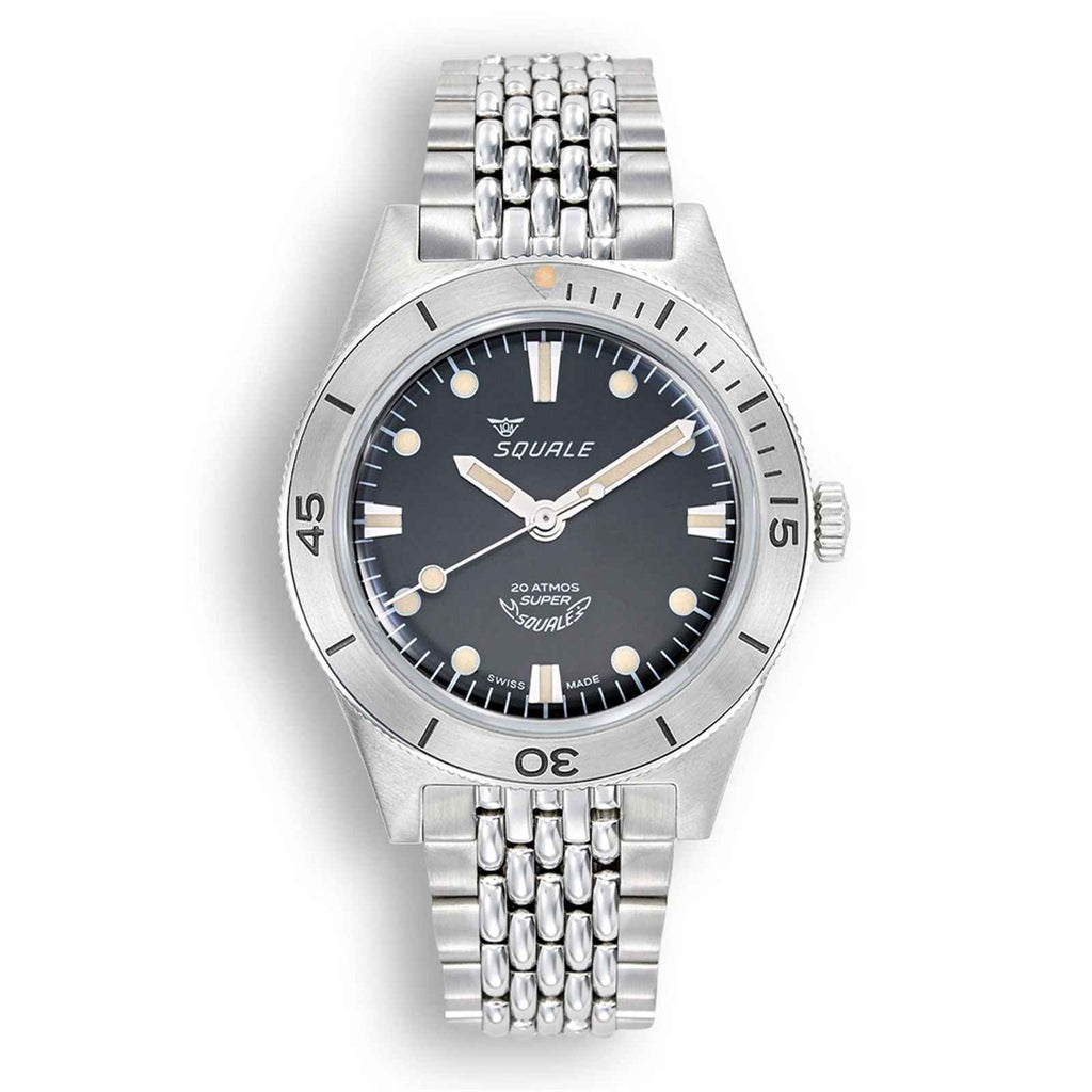 Squale SUPERSSBK.AC Black Dial Steel Bracelet Watch