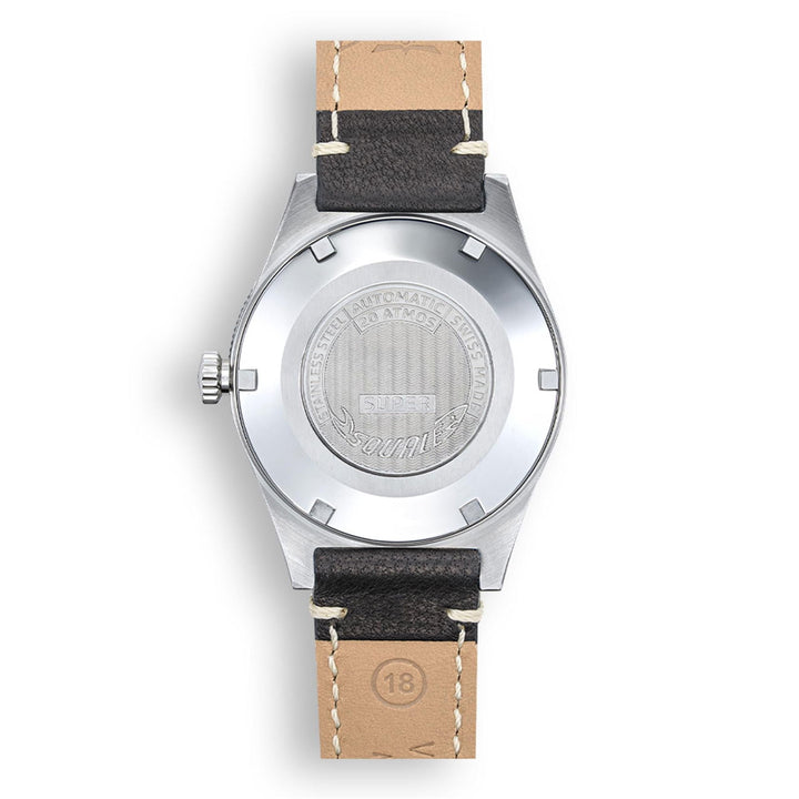 Squale SUPERSSBK.PN Sunray Black Leather Wristwatch - H S Johnson