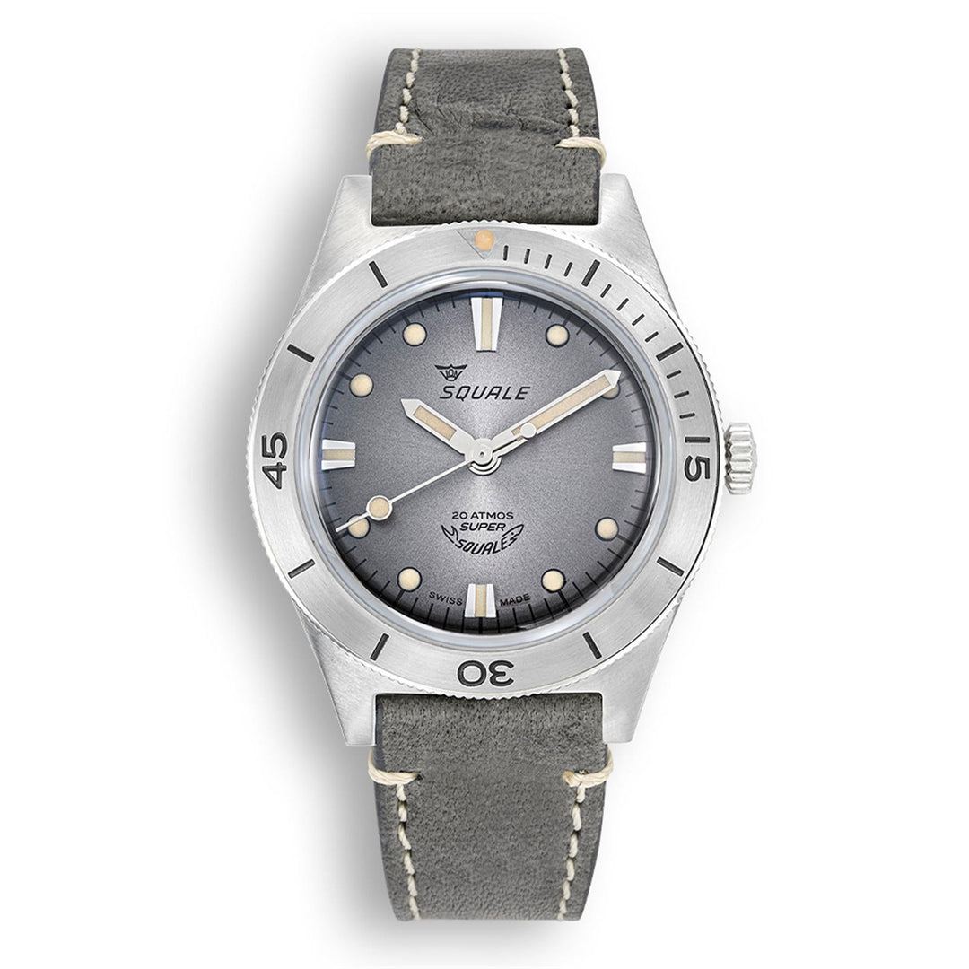 Squale SUPERSSG.PG Sunray Grey Leather Wristwatch - H S Johnson