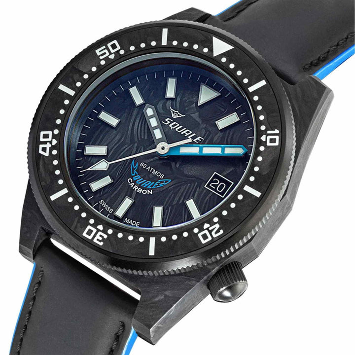 Squale T183AFCBL.RLBL  Forged Carbon Blue Wristwatch - H S Johnson