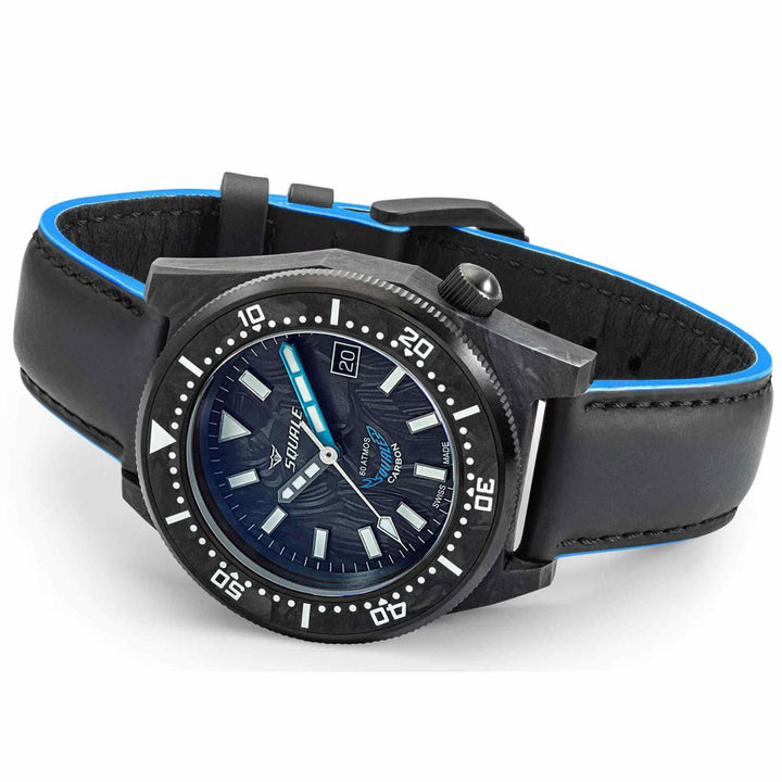 Squale T183AFCBL.RLBL  Forged Carbon Blue Wristwatch - H S Johnson