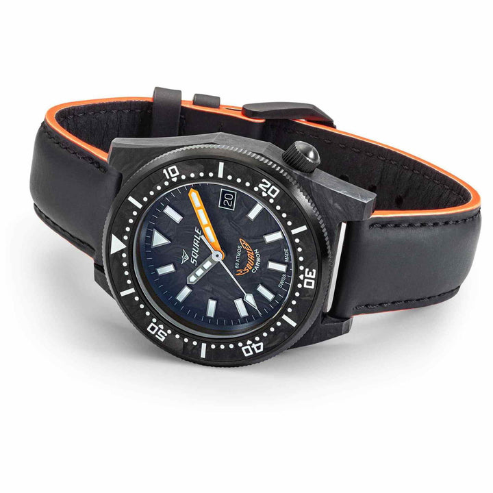 Squale T183AFCOR.RLOR Forged Carbon Orange Wristwatch - H S Johnson