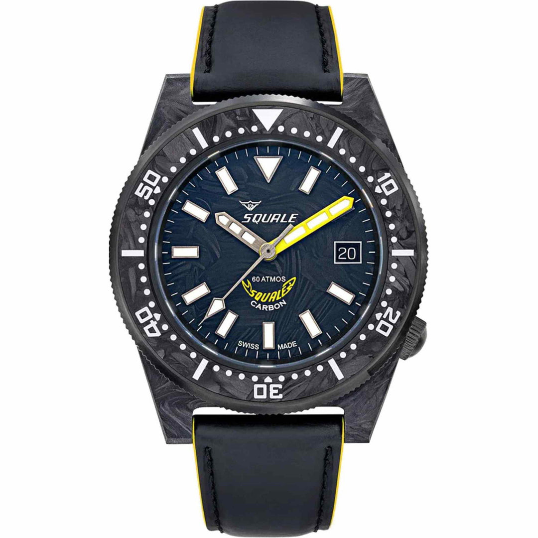 Squale T183AFCY.RLY Forged Carbon Yellow Wristwatch - H S Johnson