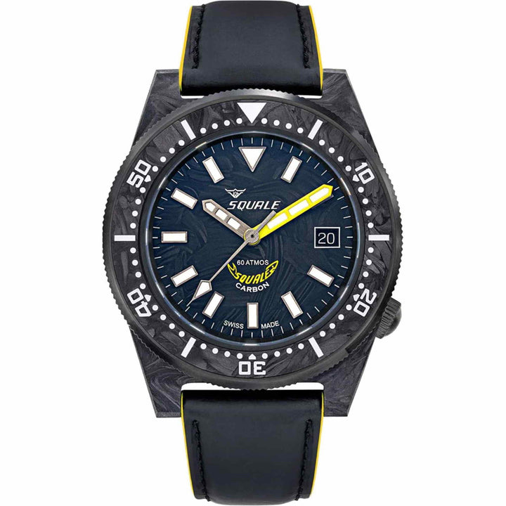 Squale T183AFCY.RLY Forged Carbon Yellow Wristwatch - H S Johnson