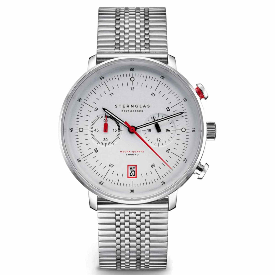Sternglas S01-HC10-ME08 Men's Hamburg Chrono Silver Wristwatch - H S Johnson