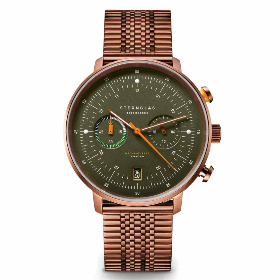 Sternglas S01-HC35-ME10 Men's Hamburg Chrono Dark Green Bronze Wristwatch - H S Johnson