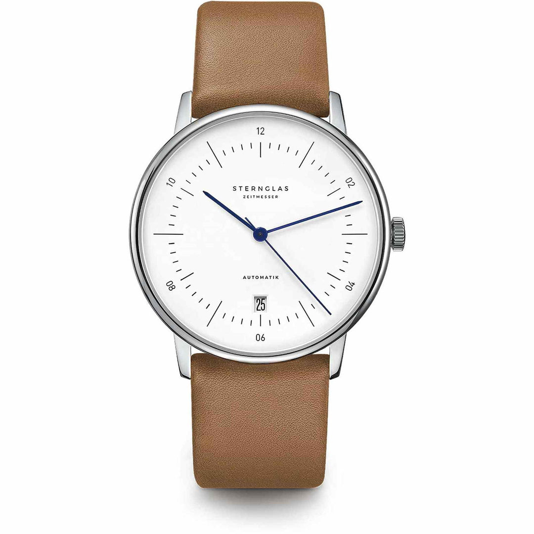 Sternglas S02-NA01-PR01 Men's Naos Automatic Brown Leather Strap Wristwatch - H S Johnson