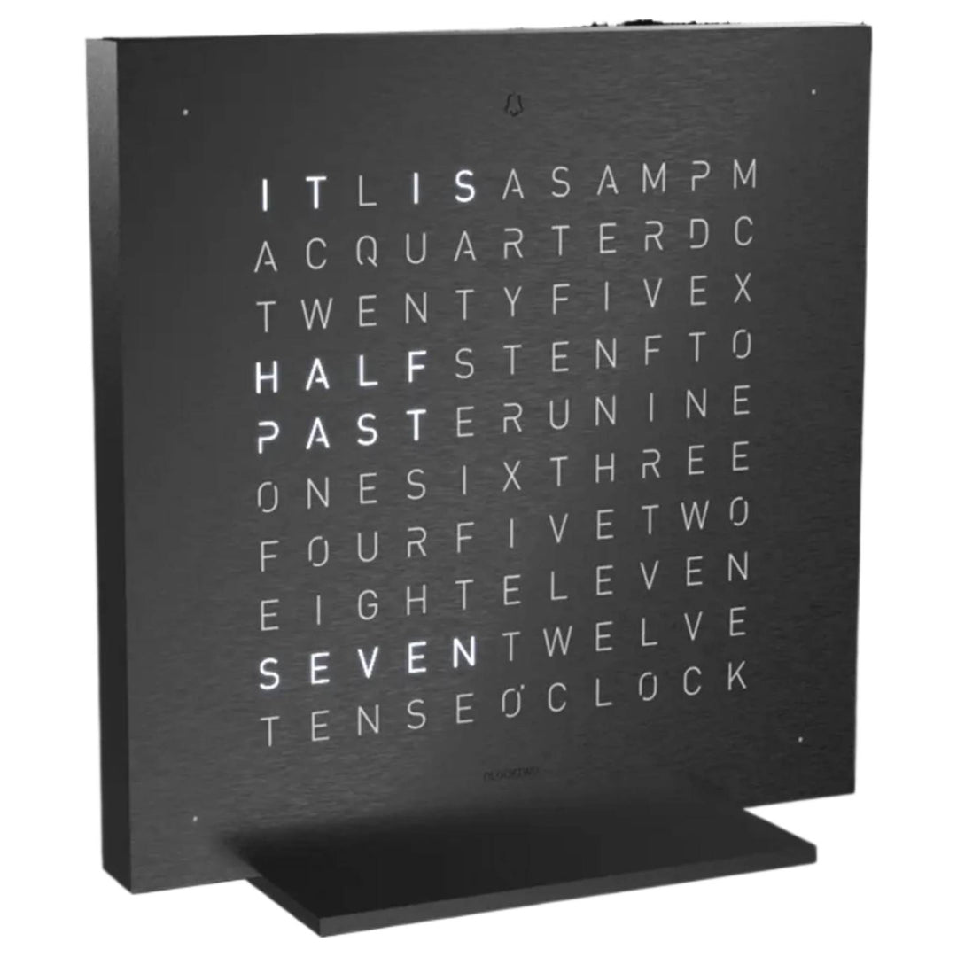 Qlocktwo T4BLENSSBL-UK Earth 13.5 Deep Black Metal Collection Desk Clock