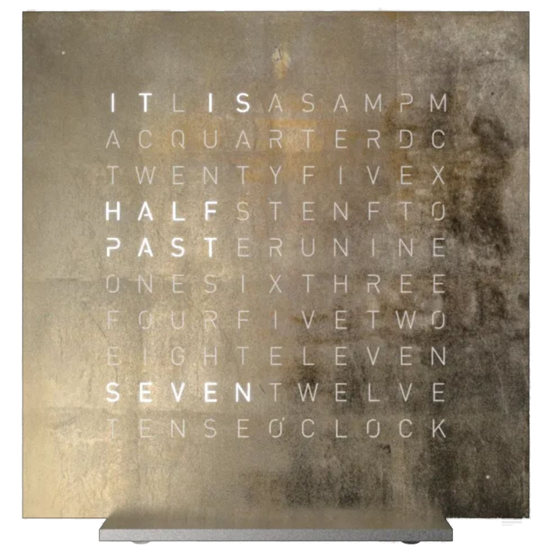 Qlocktwo T4SENSG-UK Earth 13.5 Silver And Gold Collection Desk Clock
