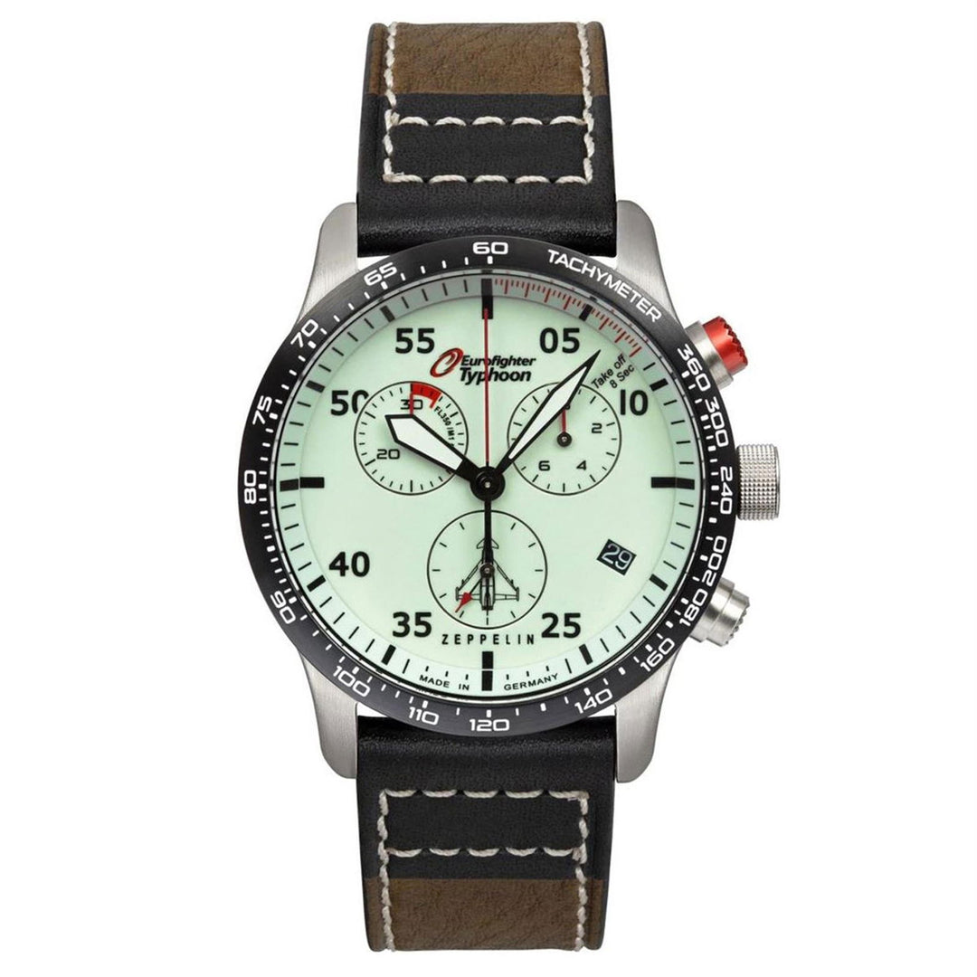 Zeppelin 7298-5 Eurofighter Typhoon Chronograph Leather Strap Wristwatch - H S Johnson