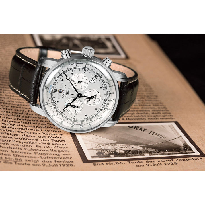 Zeppelin 7680-1 100 Years Silver Tone Dial Chronograph Wristwatch - H S Johnson