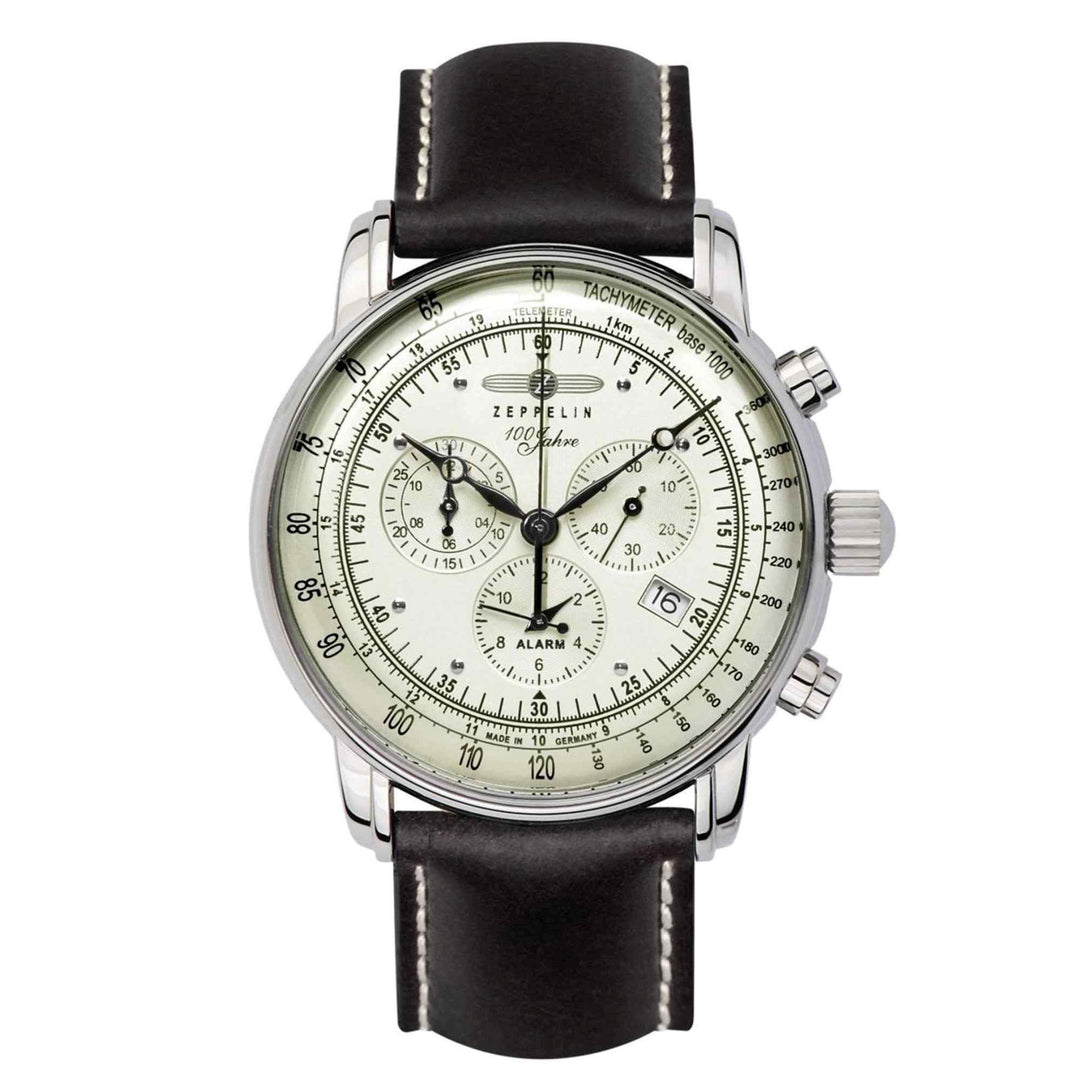 Zeppelin 8680-3 100 Years Silver Tone Dial Chronograph Wristwatch - H S Johnson