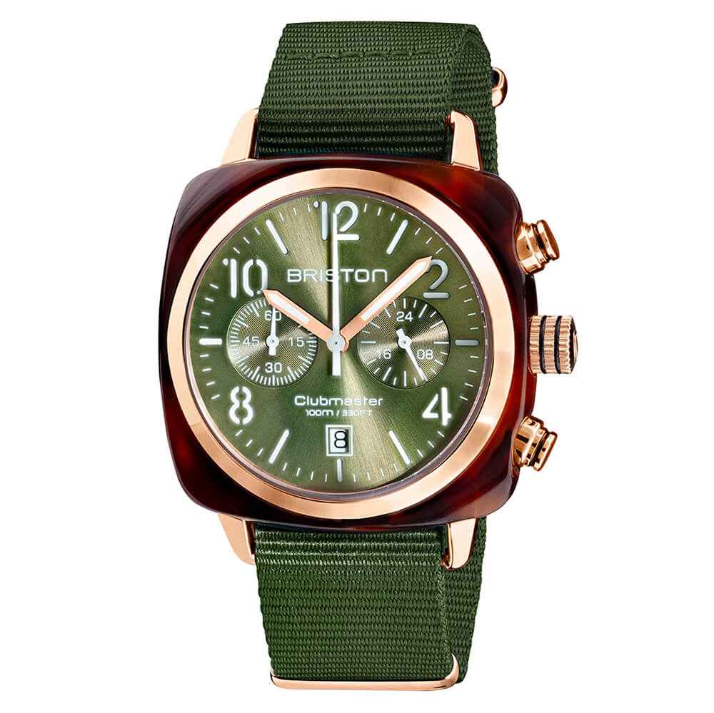 Briston Clubmaster Classic - Chrono - Rose Gold - Vert Olive 19140.PRA.T.26.NOL Watch