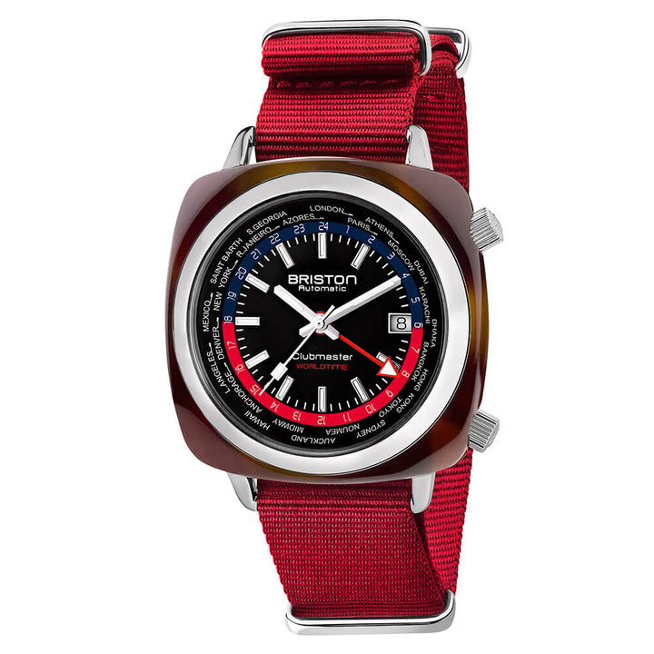 Briston Clubmaster Traveler Worldtime - Rouge 20842.SA.TW.P.NR Watch