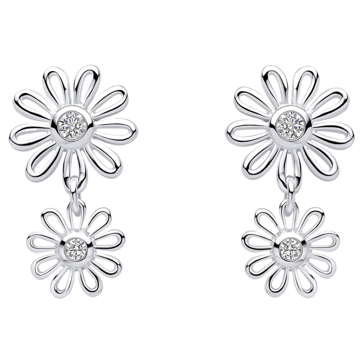Laura Ashley E6605C Thorncliff Daisy Drop Earrings Sterling Silver
