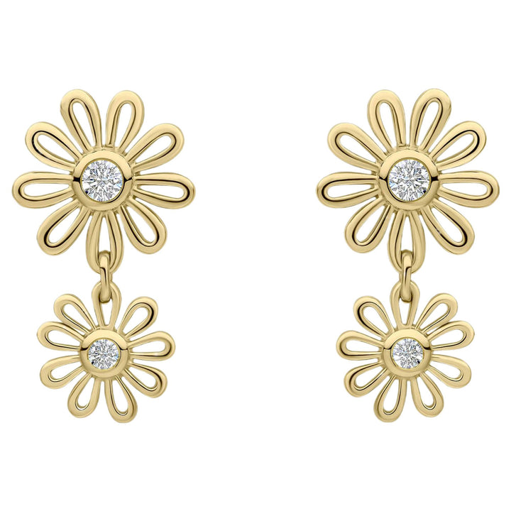 Laura Ashley E6606C Thorncliff Daisy Drop Earrings Sterling Silver