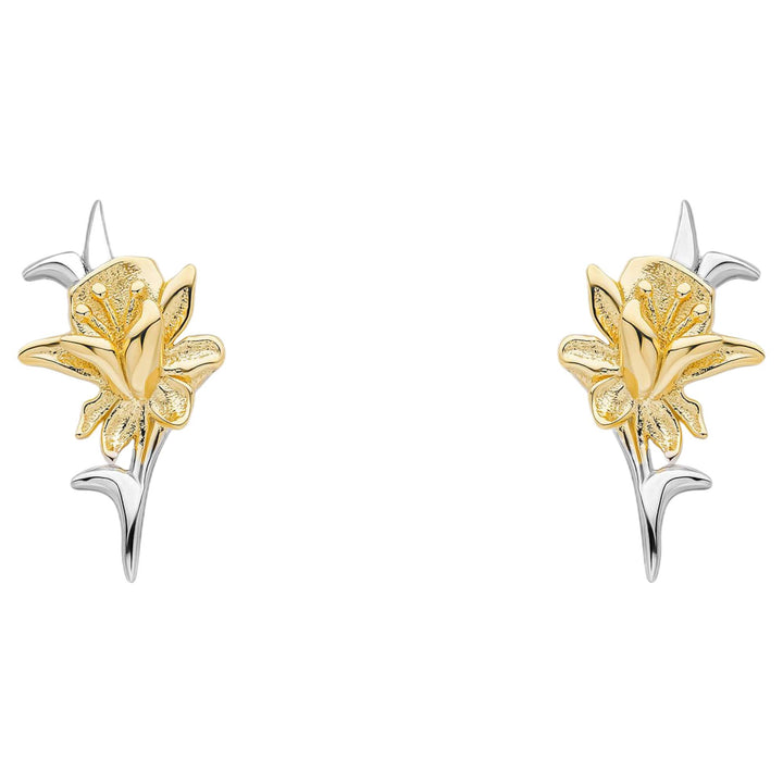 Laura Ashley E6608 Heritage Daffodil Stud Earrings Sterling Silver