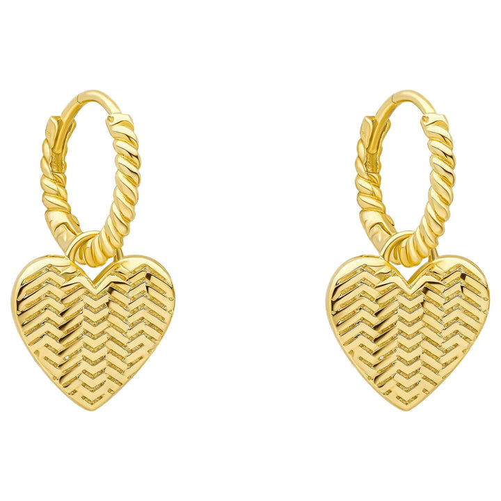 Laura Ashley E6615 Picnic Basket Weave Heart Hoop Earrings Sterling Silver