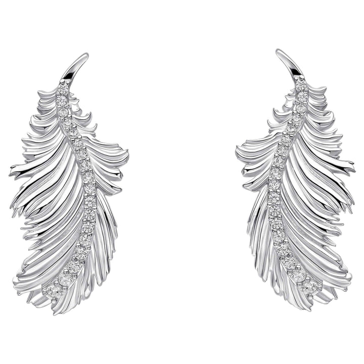 Laura Ashley E6690C Plume Feather Stud Earrings Sterling Silver