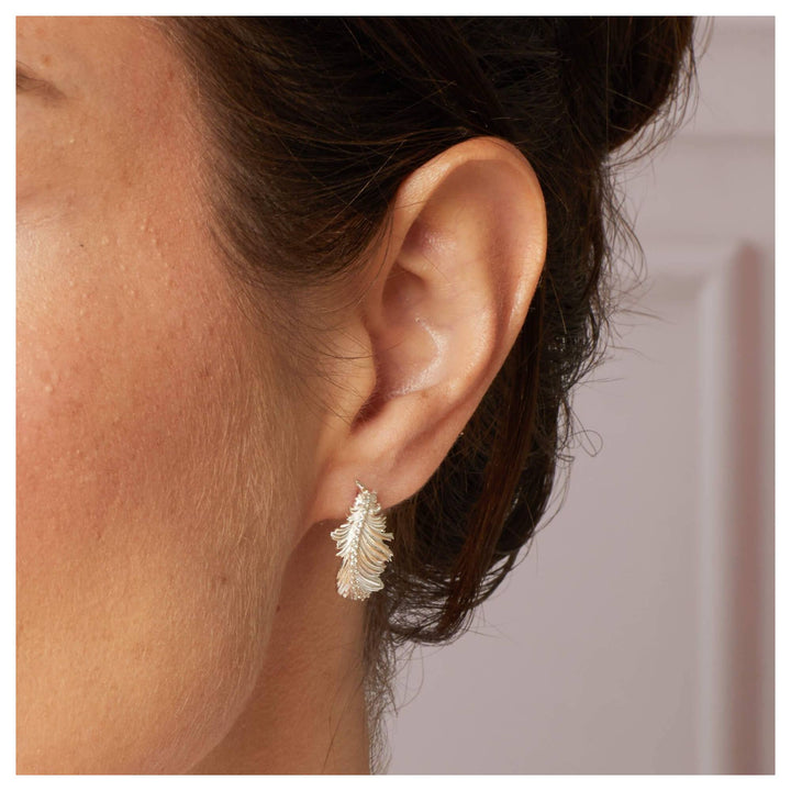 Laura Ashley E6690C Plume Feather Stud Earrings Sterling Silver