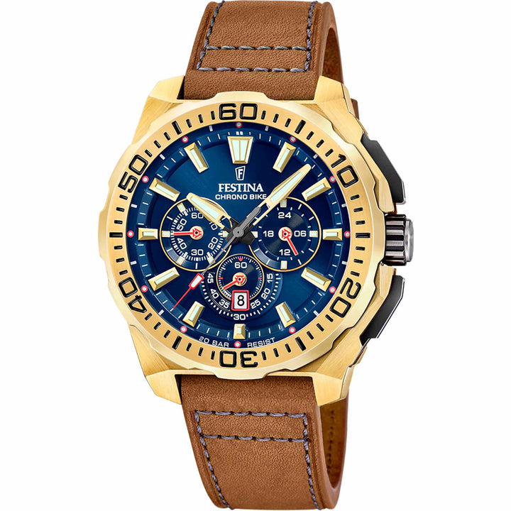 Festina F20728/1 Men's Chrono Bike Leather Strap Wristwatch