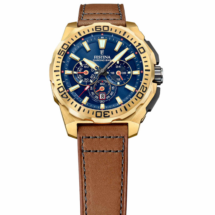 Festina F20728/1 Men's Chrono Bike Leather Strap Wristwatch