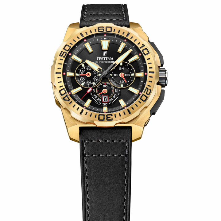 Festina F20728/3 Men's Chrono Bike Leather Strap Wristwatch