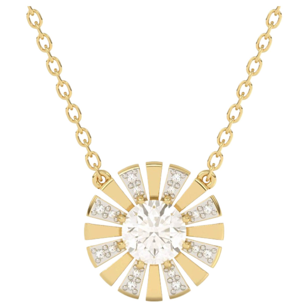 Elements Gold GN369C Sunray Necklace With White Topaz And Diamond in 9ct Gold