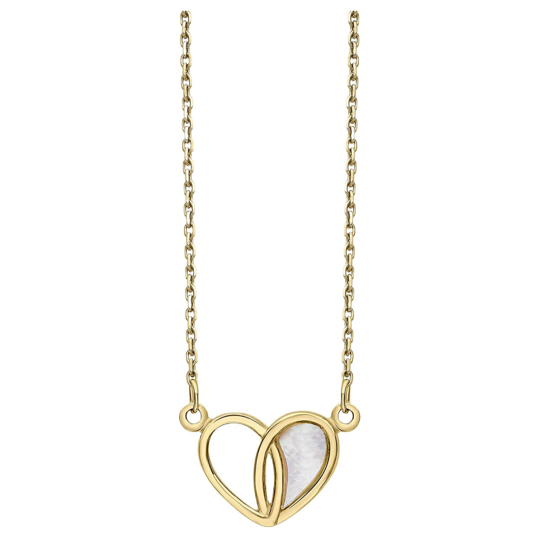 Elements Gold GN391W Heart Necklace With Mother of Pearl in 9ct Gold