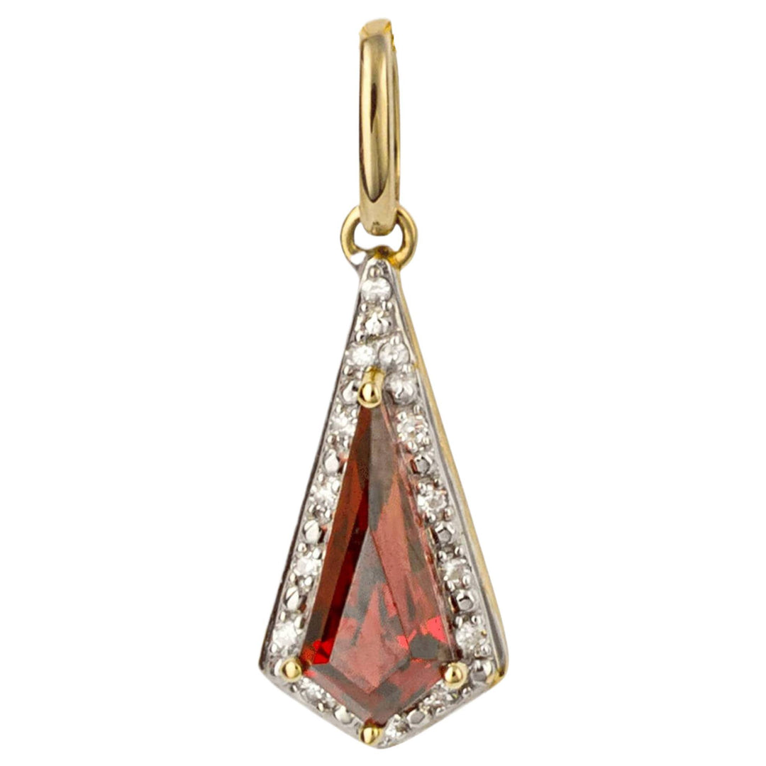 Elements Gold GP1065K Trapeze Cut Garnet Pendant with Diamond in 9ct Gold